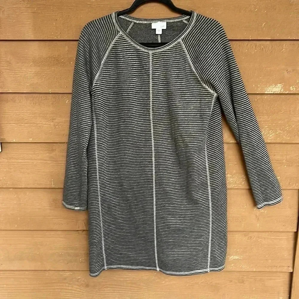 J. Jill gray striped casual dress size M